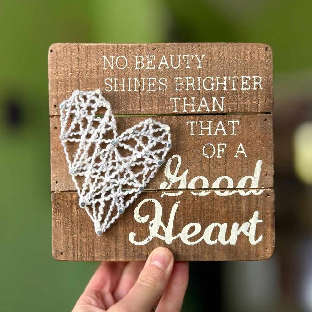 Rustic Charming Wooden Good Heart Sign Accent Home Decor
